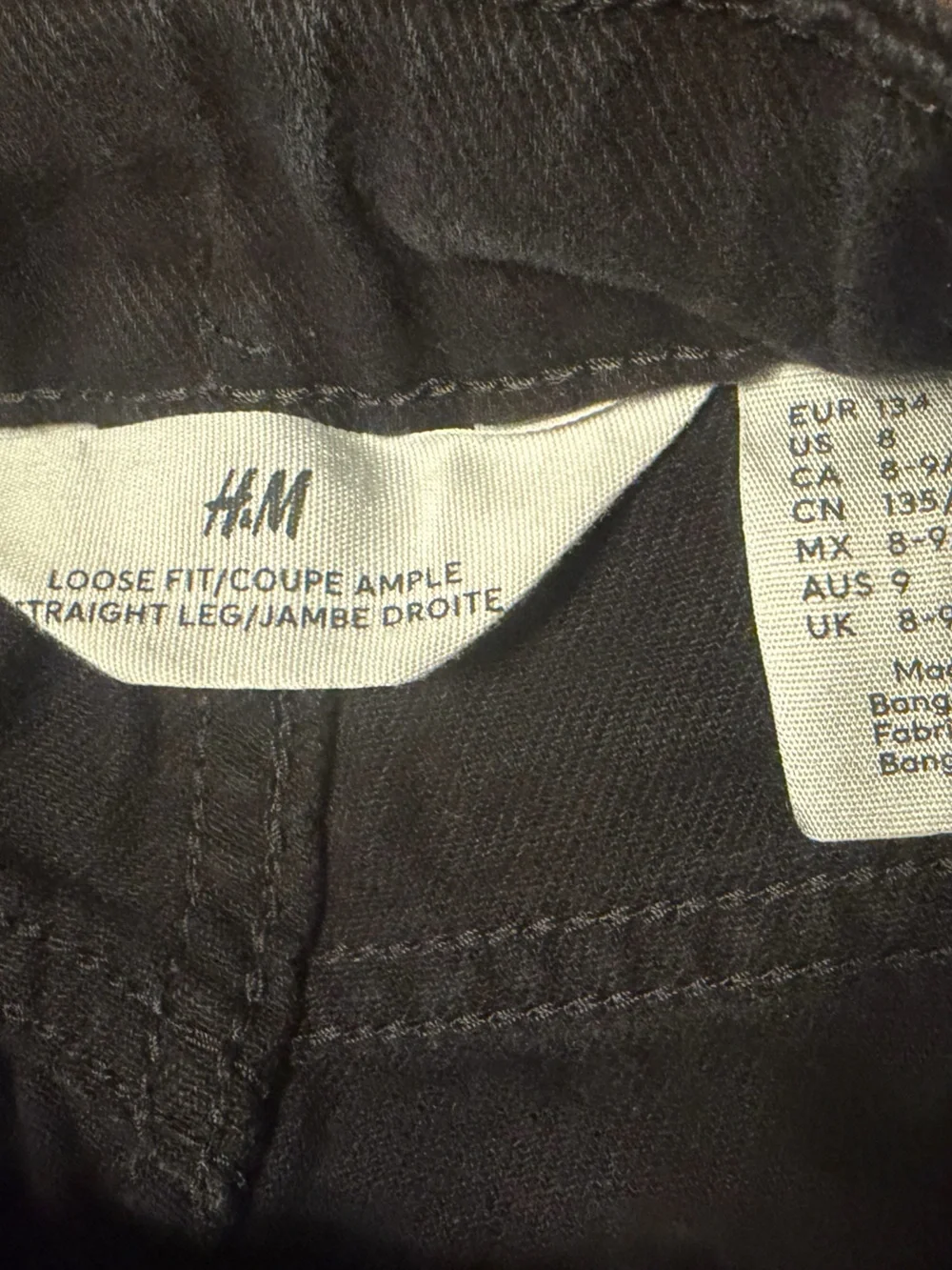 H&M Black Loose Fit Straight-Leg Jeans